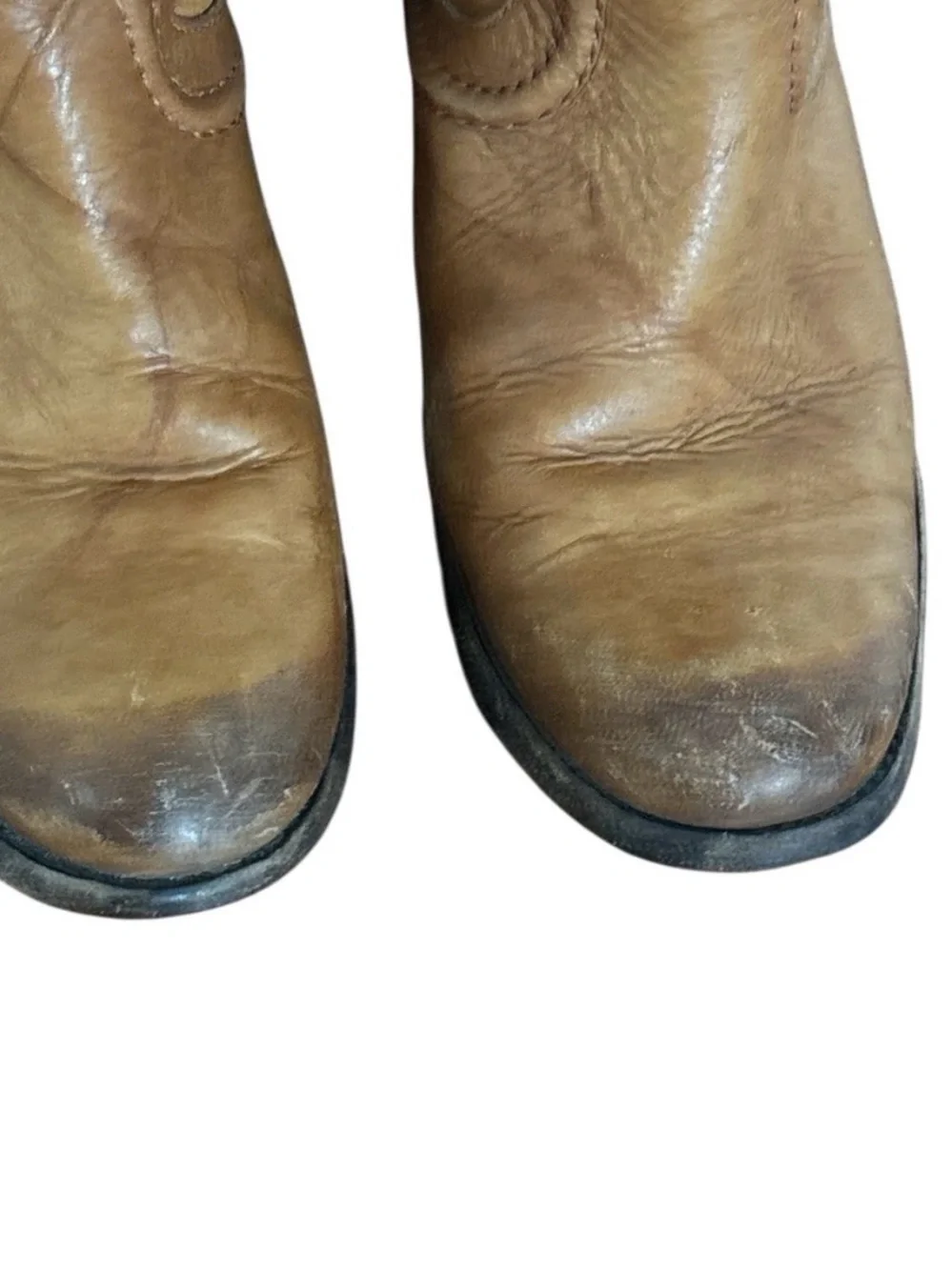 Frye Melissa Classic Tall Leather Riding Boots - Tan Marbled Leather Oiled toe